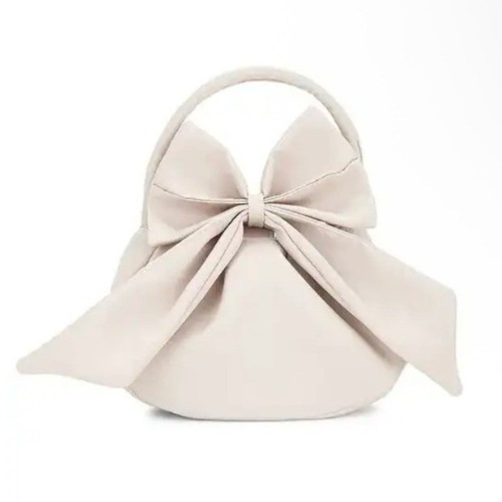 8 Other Reasons‎ Bow Bag Ivory Ribbed Textile Magnetic Flap Handbag NEW